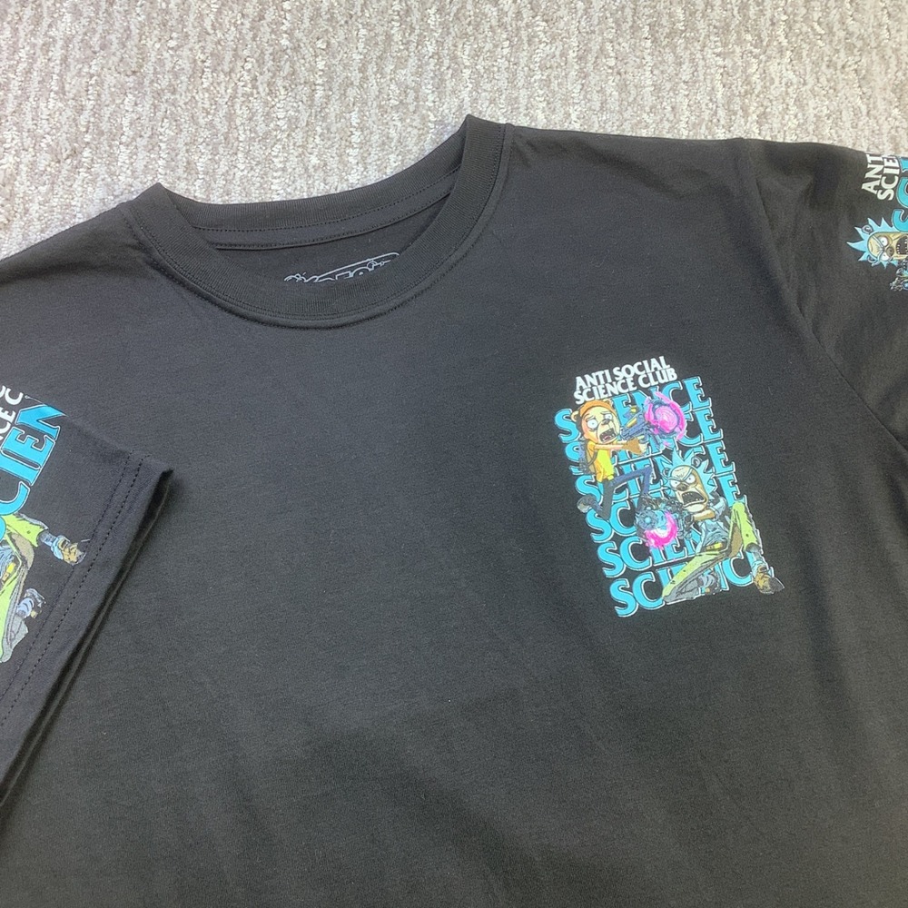 Fresh Laundry Kids Anti Social Science Club Rick and Morty‎ T Shirt Black Size L